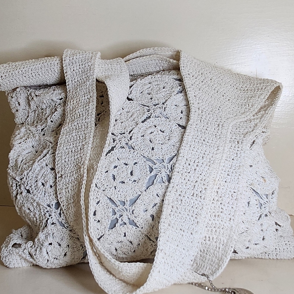 Crochet Tote Bag in Cream